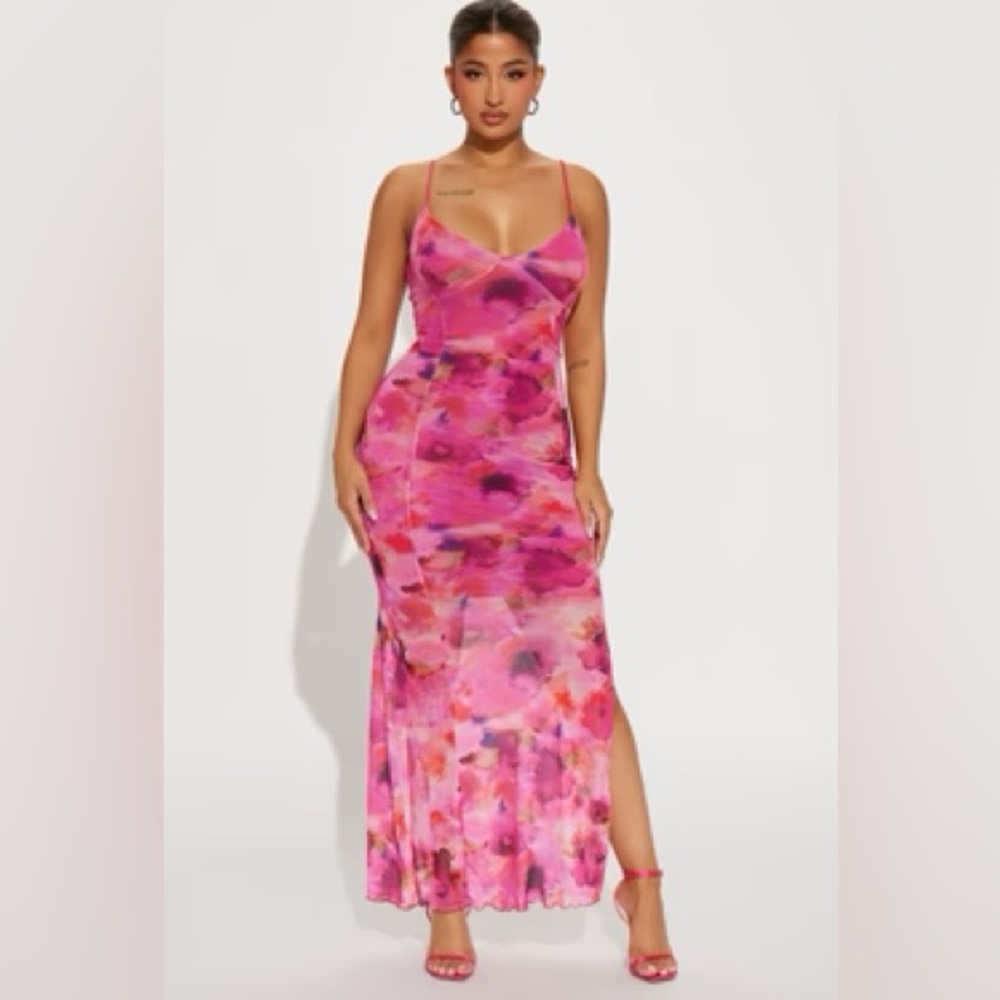 Fashion Nova Vibrant Pink Maxi Dress
